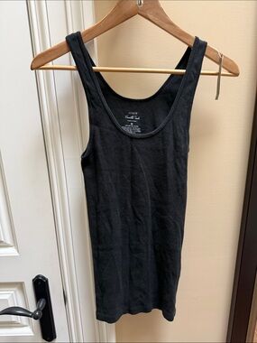 J. Crew Black Ribbed Scoop Tank